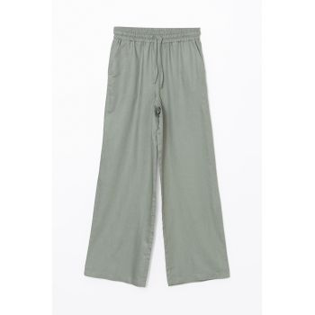 Pantaloni din amestec de in cu croiala ampla