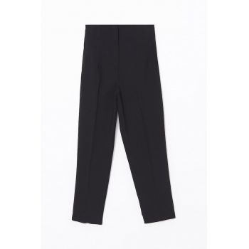 Pantaloni uni cu talie inalta