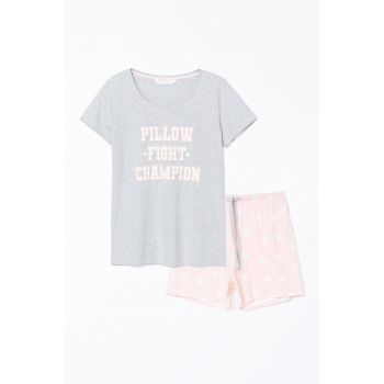 Pijama din bumbac cu imprimeu cu stele