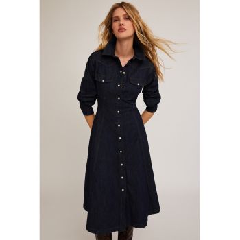 Rochie-camasa din denim cu croiala in A