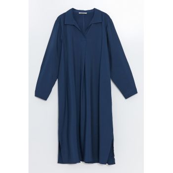 Rochie midi lejera cu decolteu polo