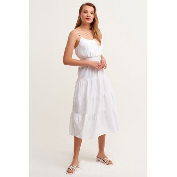 Rochie midi stratificata cu croiala in A