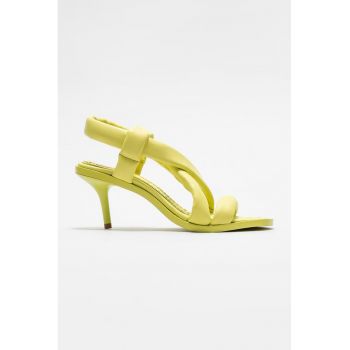 Sandale slingback de piele cu toc