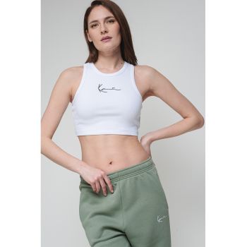 Top crop striat cu logo