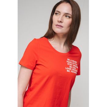 Tricou de bumbac organic cu imprimeu pe piept