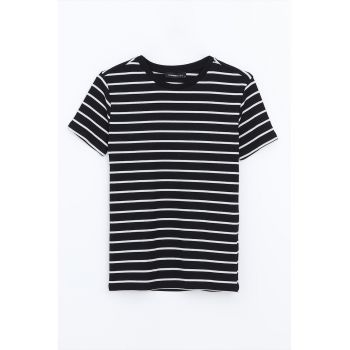 Tricou din amestec de bumbac cu model in dungi