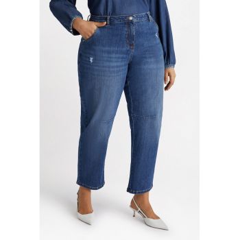 Blugi mom-fit cu aspect deteriorat