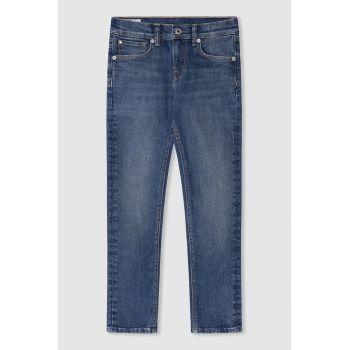 Blugi skinny cu aspect usor decolorat