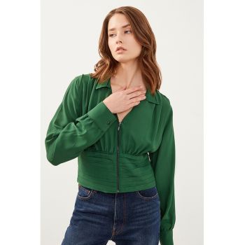 Bluza cu decolteu in V si fermoar