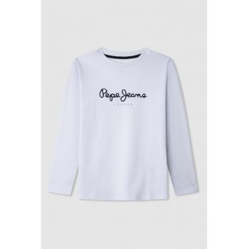 Bluza cu decolteu la baza gatului si logo