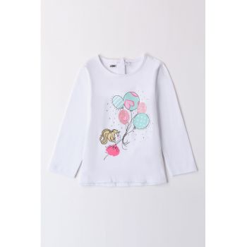 Bluza cu decolteu rotund si imprimeu grafic