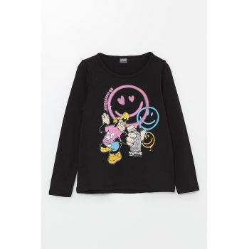 Bluza cu imprimeu si decolteu la baza gatului