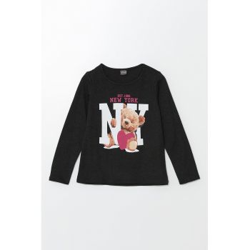 Bluza cu imprimeu si decolteu la baza gatului