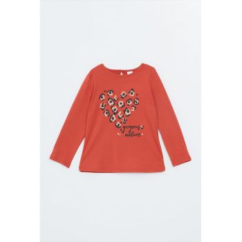 Bluza de bumbac cu imprimeu inima