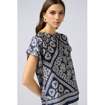 Bluza de satin cu imprimeu grafic
