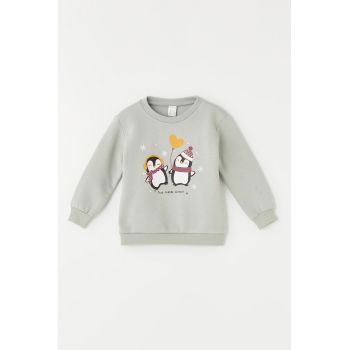 Bluza de trening cu decolteu la baza gatului si imprimeu