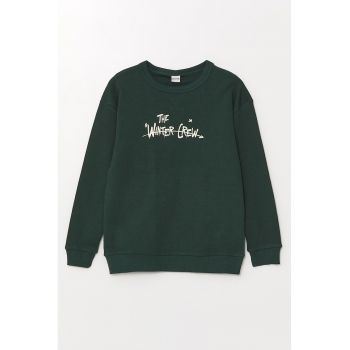 Bluza de trening cu imprimeu si decolteu la baza gatului
