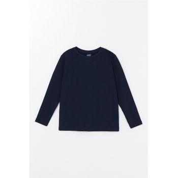 Bluza din bumbac cu decolteu la baza gatului