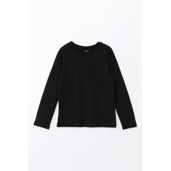 Bluza din bumbac cu decolteu la baza gatului