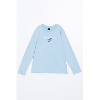 Bluza din bumbac cu imprimeu text