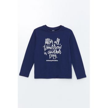 Bluza din bumbac cu imprimeu text