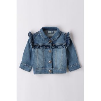 Jacheta de denim cu garnitura cu volane