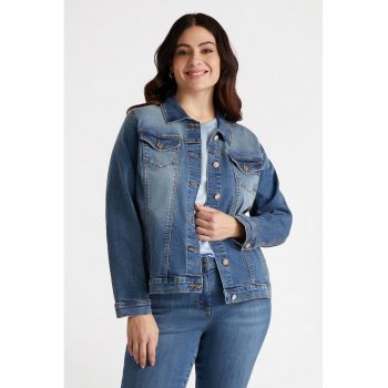 Jacheta din denim cu aspect decolorat