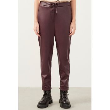 Pantaloni crop cu croiala regular-fit si talie inalta
