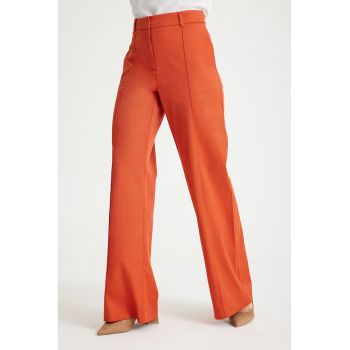 Pantaloni drepti cu talie inalta
