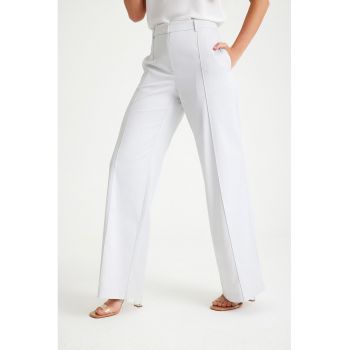 Pantaloni drepti cu talie inalta