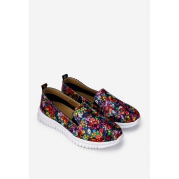 Pantofi dama  din piele cu imprimeu multicolor