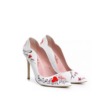 Pantofi dama  model 1250 piele nappa alb 