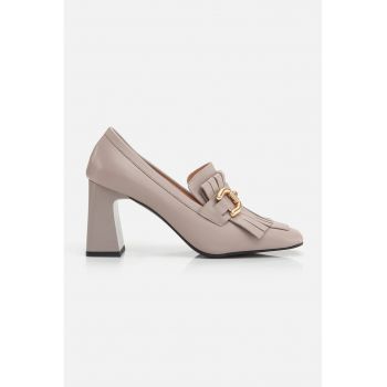 Pantofi loafer de piele cu franjuri