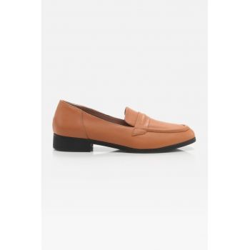 Pantofi loafer de piele cu toc masiv