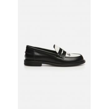 Pantofi loafer din piele cu model in doua nuante