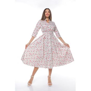 Rochie-camasa evazata cu cordon in talie