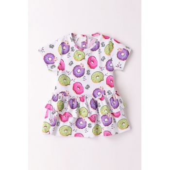 Rochie din amestec de bumbac cu imprimeu buline