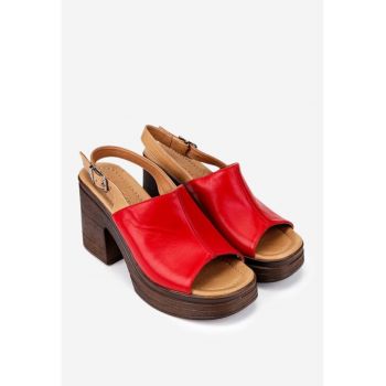 Sandale dama rosii din piele