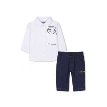 Set de camasa cu imprimeu si pantaloni scurti din denim - 2 Piese