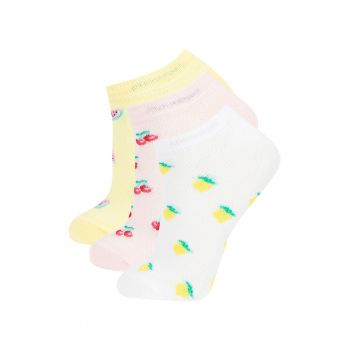 Set de sosete pana la glezna cu model fructat - 3 perechi