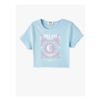 Tricou crop cu imprimeu