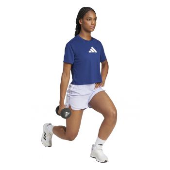 Tricou crop cu logo pentru fitness