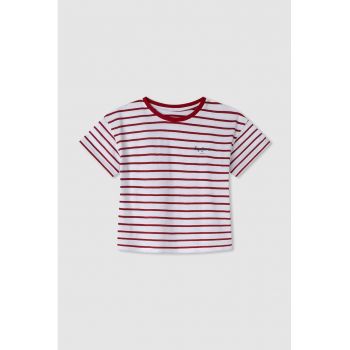 Tricou cu decolteu la baza gatului si dungi