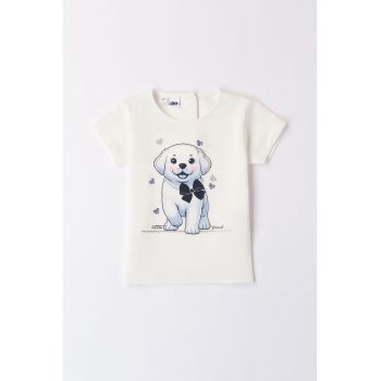 Tricou cu decolteu la baza gatului si imprimeu