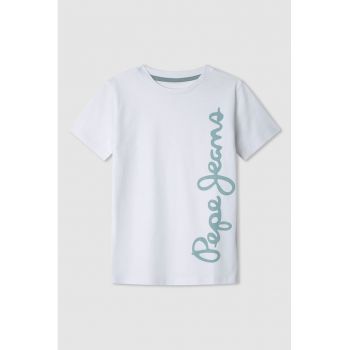 Tricou cu decolteu la baza gatului si logo