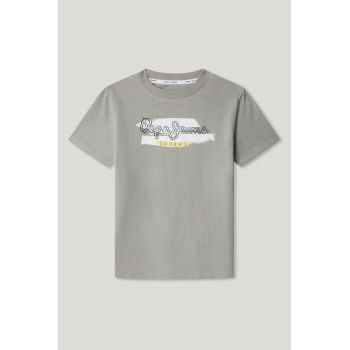 Tricou cu decolteu la baza gatului si logo