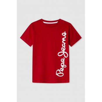 Tricou cu decolteu la baza gatului si logo
