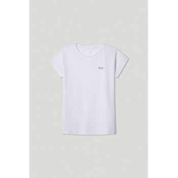 Tricou cu decolteu la baza gatului si logo discret Bloomy N