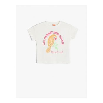 Tricou cu imprimeu si decolteu la baza gatului