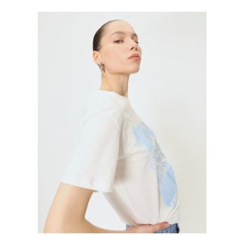 Tricou cu imprimeu si maneci cazute